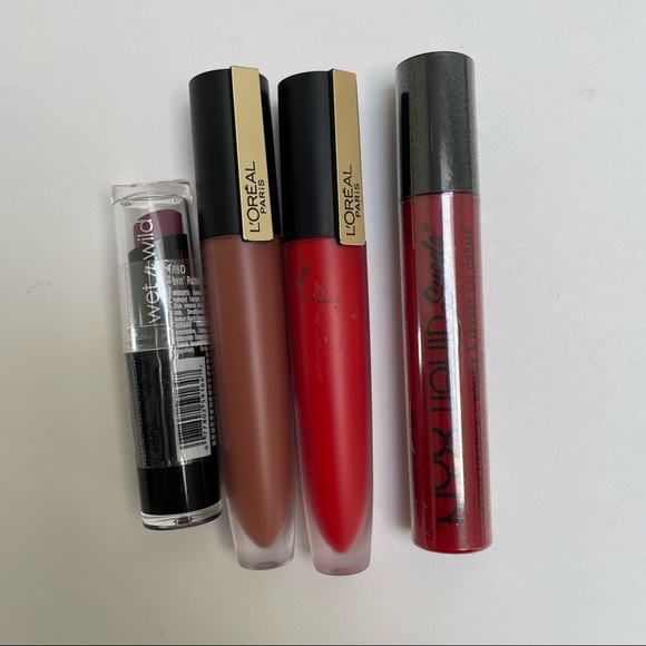 L’oreal, NYX, and Wet n’ wild Other - [Bundle of 4] NEW L'ORÉAL Matte Lip Stain, Wet n’ Wild, NYX Liquid Suede
